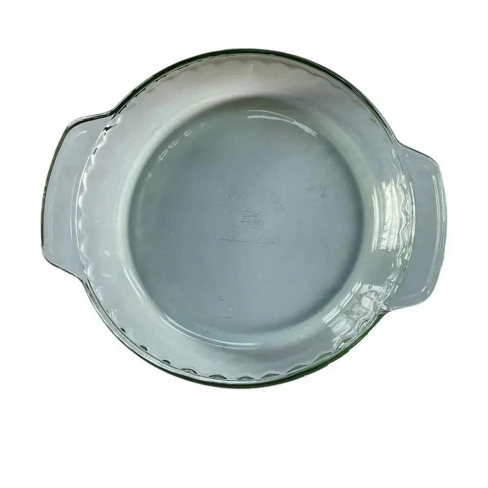 Martha Stewart Everyday MSE‎ Green Glass Ribbed Pie Plate Dish 9 inch Round 1QT